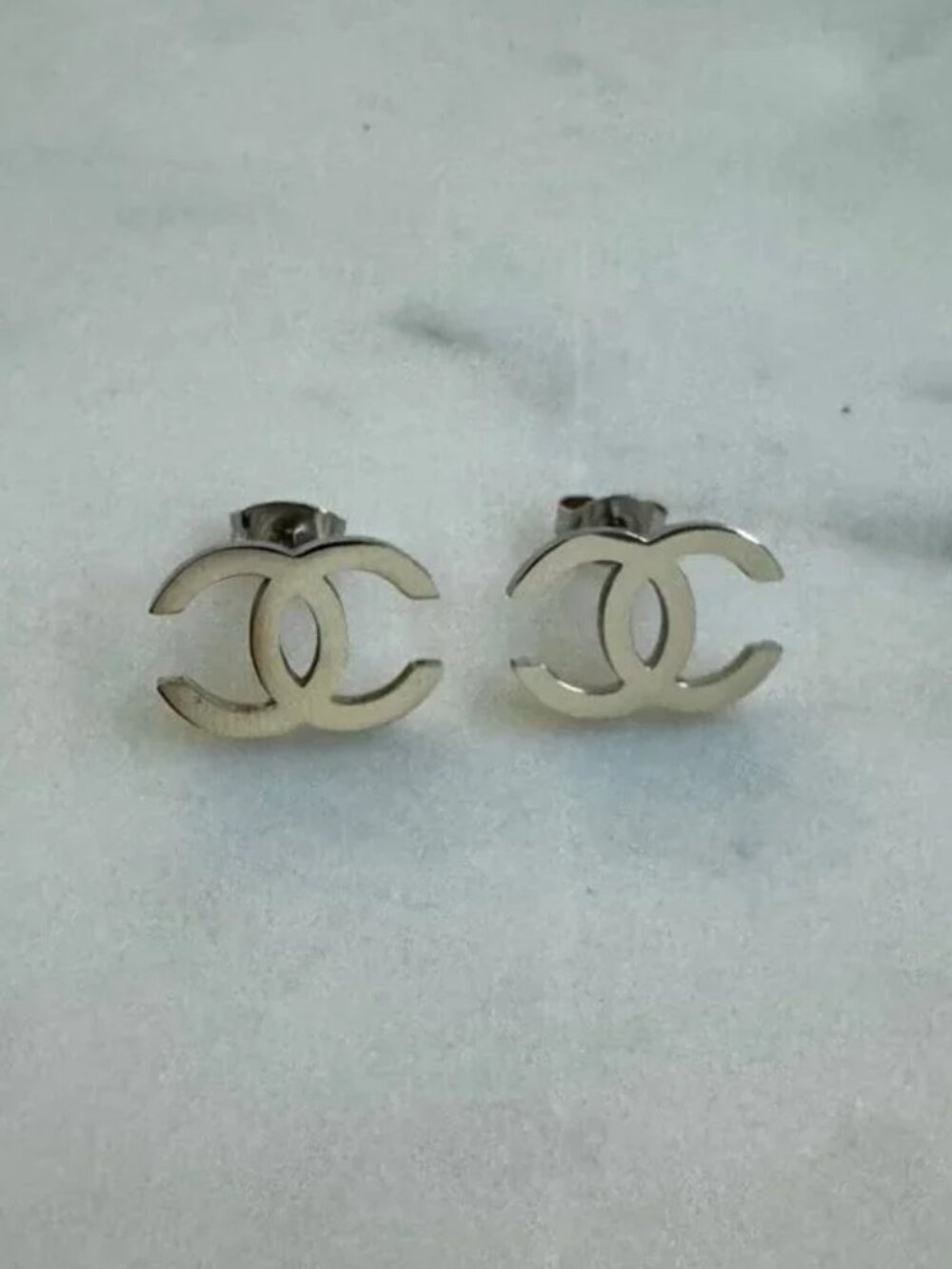 NEW - Vintage Earrings - CC Earrings - Silver Earrings - Silver Studs - Y2K